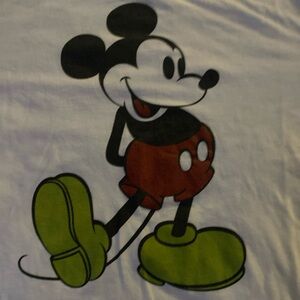 DISNEY RINGER WHITE SHIRT MICKEY GREEN SHOES SIZE MEDIUM M WOMEN